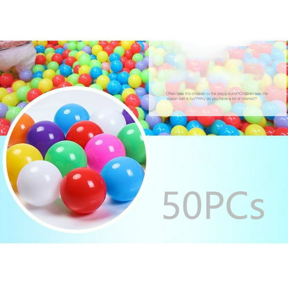 Colorful Ocean Ball Set 50 Pcs, for Kids Pool Ball Pit & Bounce House, Soft Plastic Balls for Motor Skills & Family Fun, Mixed Colors