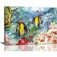 thumbnail image 1 of Colorful Ocean Fish Decor Wall Art Tropical Fish Pictures Watercolor Coral Canvas Painting Framed Artwork for Bathroom Living Room Bedroom 16"x12", 1 of 6