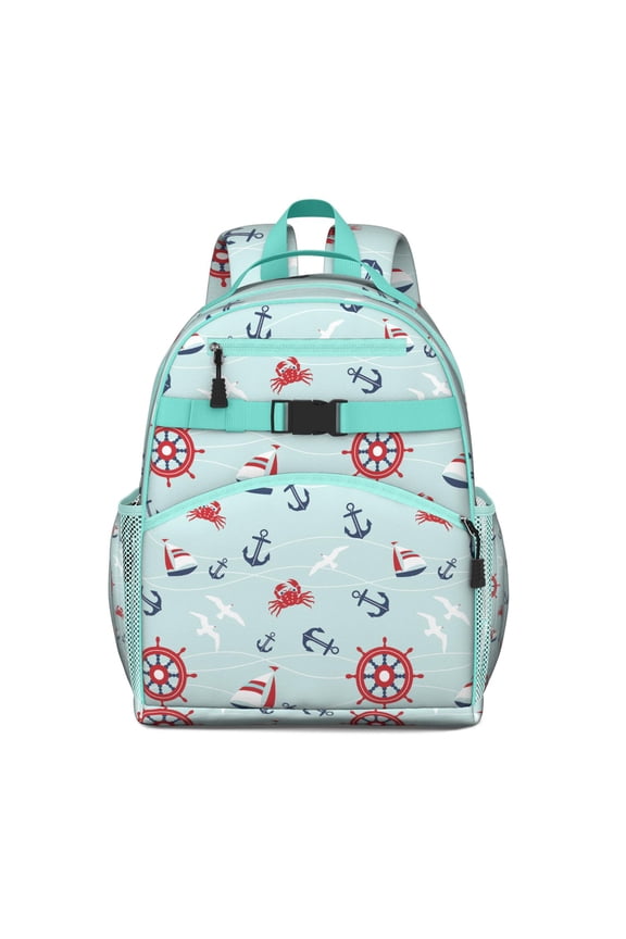 Colorful Ocean-Themed Ergonomic Backpack - Cartoon Crab Design, Waterproof Book Bag with Breathable Back Panel & Adjustable Straps for Heavy Loads