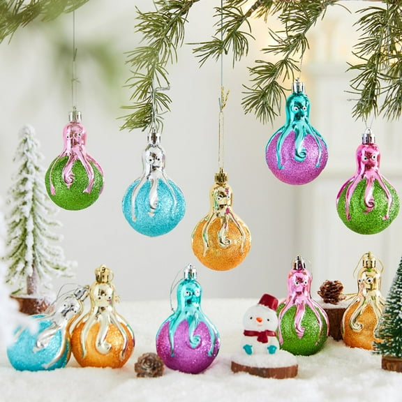 Colorful Octopus Christmas Balls, Unique Sea Creature Ornaments for Christmas Tree Decor, Stocking Stuffers for Youth, Holiday Party Favors, Festive Tabletop and Mantel Display for Seasonal Akmoler