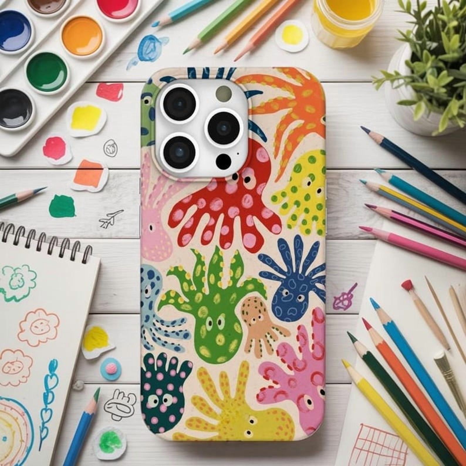 Pro Hanprint Colorful Octopus Handprint Art iPhone Case for iPhone 11 12 13 14 15 16 ...