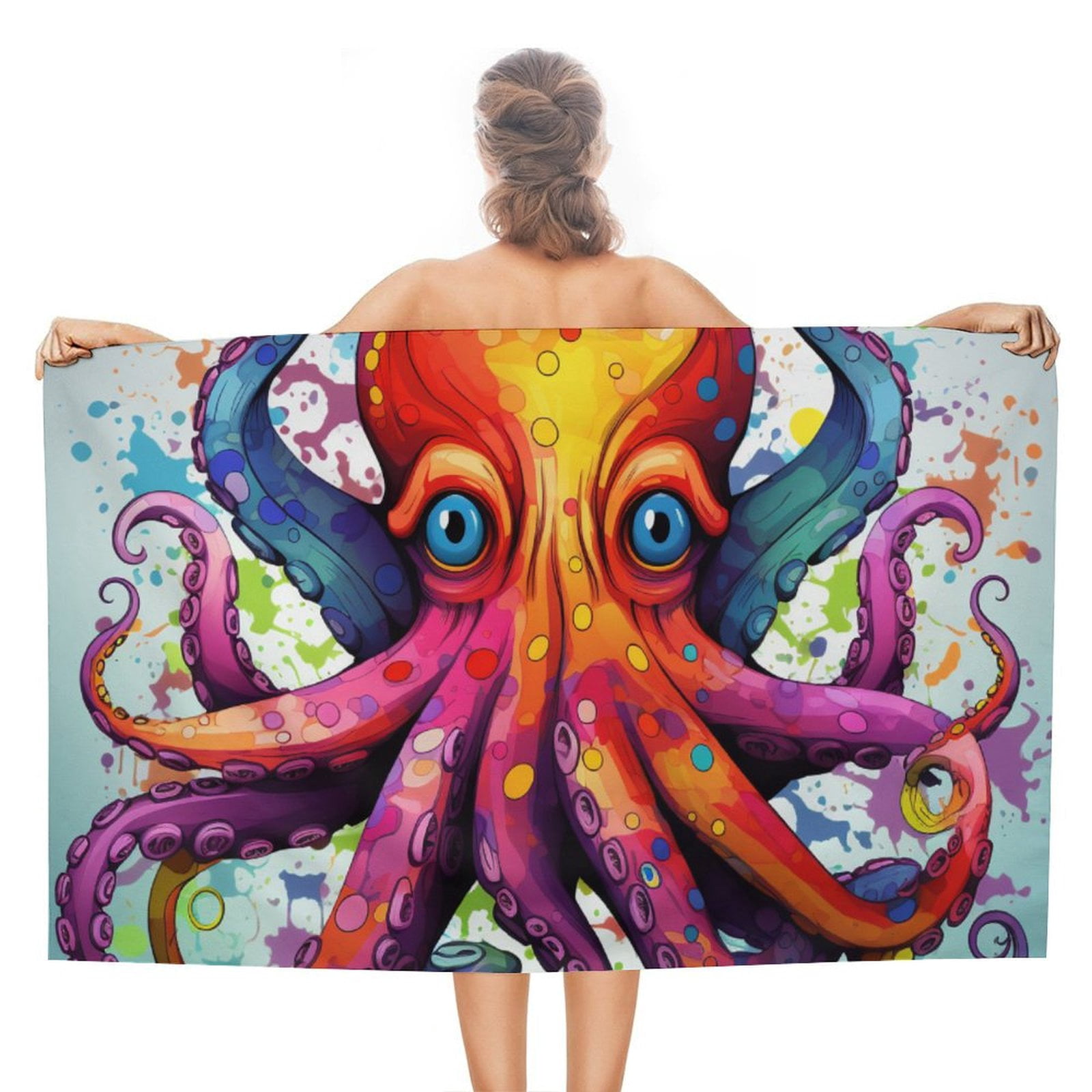 Colorful Octopus Microfiber Lightweight Beach Towel Quick Dry Absorbent Thin Towels for Swimming Pool Camping Beach Easy for Vacation Essentials
