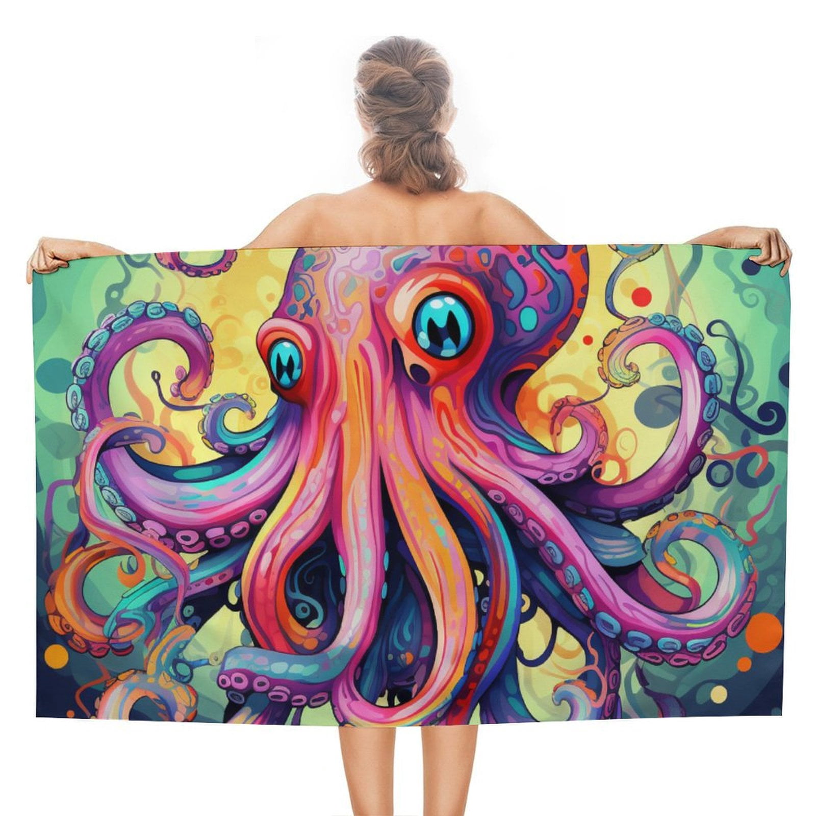 Colorful Octopus Microfiber Lightweight Beach Towel Quick Dry Absorbent Thin Towels for Swimming Pool Camping Beach Easy for Vacation Essentials
