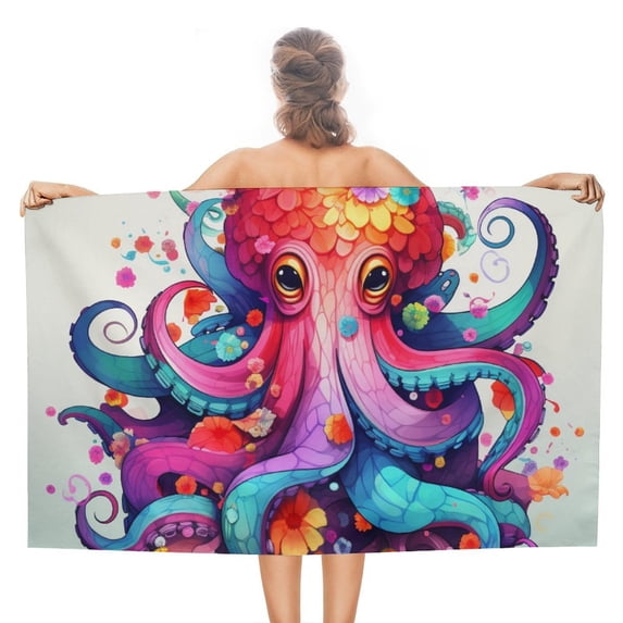 Colorful Octopus Microfiber Lightweight Beach Towel Quick Dry Absorbent Thin Towels for Swimming Pool Camping Beach Easy for Vacation Essentials