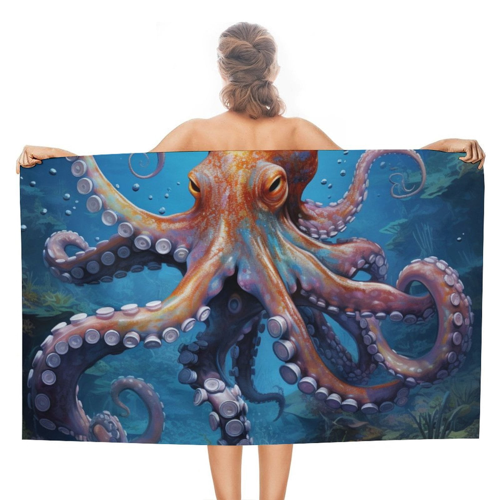 Colorful Octopus Oversized Beach Towel XL Pool Camping Swim Towels 32''x63'' Soft Blanket Accessories Must Vacation Necessities Adult