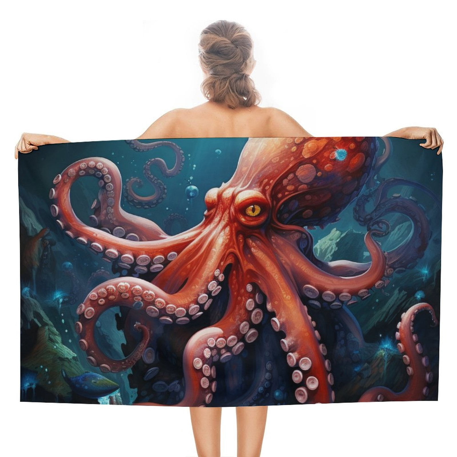 Colorful Octopus Oversized Beach Towel XL Pool Camping Swim Towels 32''x63'' Soft Blanket Accessories Must Vacation Necessities Adult