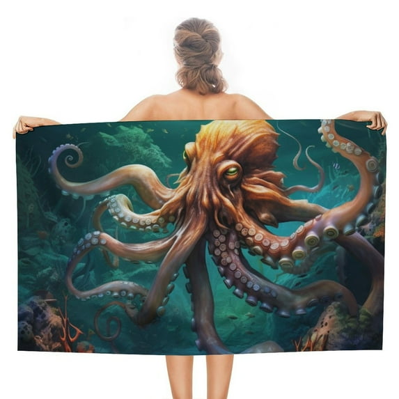 Colorful Octopus Oversized -Washed Lightweight Quick Dry Beach Towels - 32"x63"