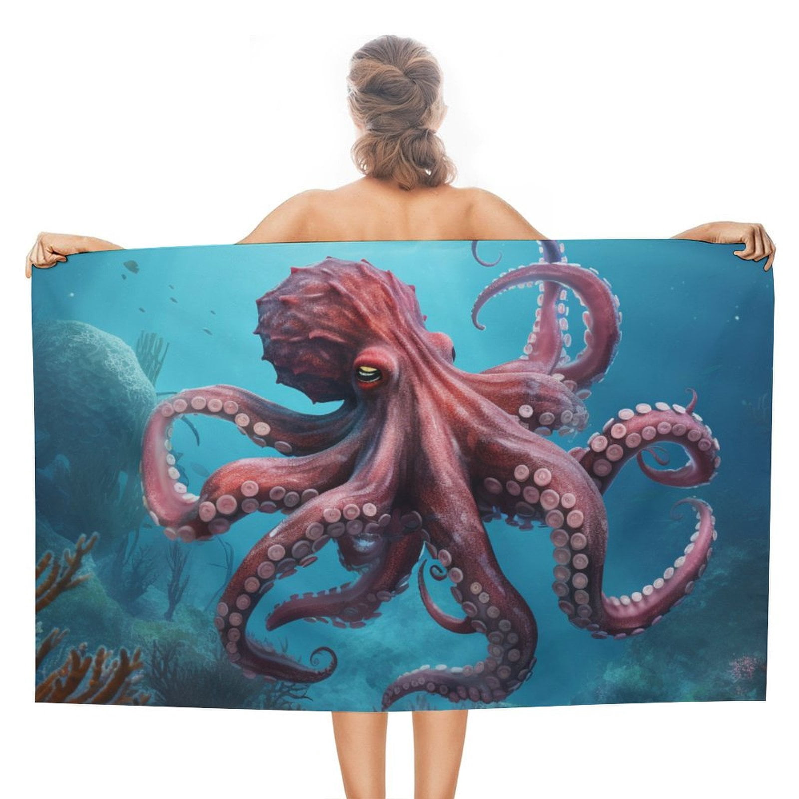 Colorful Octopus Oversized -Washed Lightweight Quick Dry Beach Towels - 32"x63"