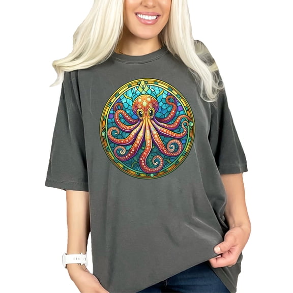 Colorful Octopus T-Shirt, Unique Graphic Tees, Summer Casual Wear, Art Inspired T-Shirts, Ocean Life Apparel, Vibrant Animal Shirts, Pepper Comfort Colors T-Shirt, 3XL