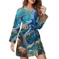 thumbnail image 1 of Colorful Octopus Under The Sea Night Robe Long Sleeve V Neck Robe With Belt Women's Sleepwear Dresses, 1 of 9