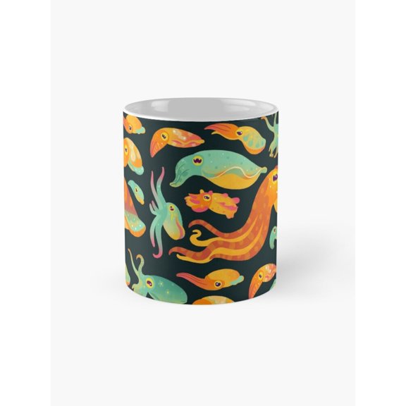 Colorful Octopus and Squid Coffee Mug, 11oz Ceramic, Ocean Animal Wrap-Around Art
