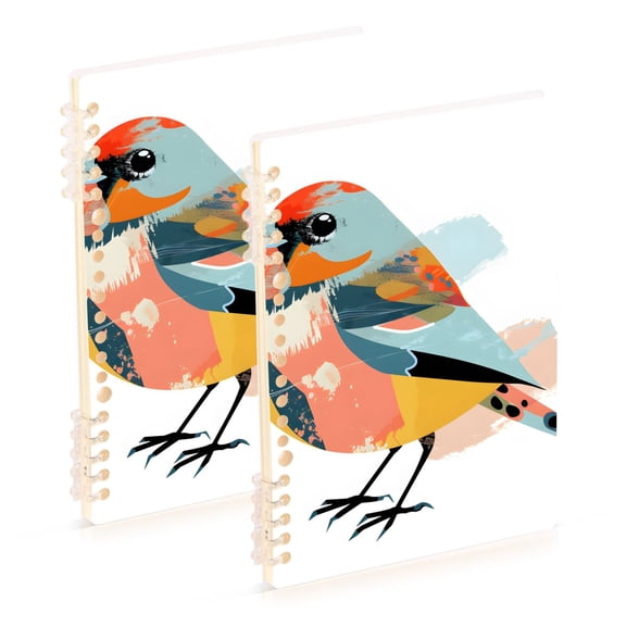 Colorful Of Birds Ring Binder Notebook Journey Note Diary College Ruled Spiral Notebook Study Loose Leaf Paper A5 60 Pages