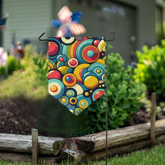 Colorful Of Circles Garden Flag 18" x 12.5" Double Sided Yard Lawn Outdoor Decor Small Yard Flags