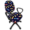 thumbnail image 1 of Colorful Office Chair Slipcover, Back to School Color Pencils Education Artist Happiness Design, Protective Stretch Decorative Fabric Cover, Standard Size, Indigo and Multicolor, by Ambesonne, 1 of 5