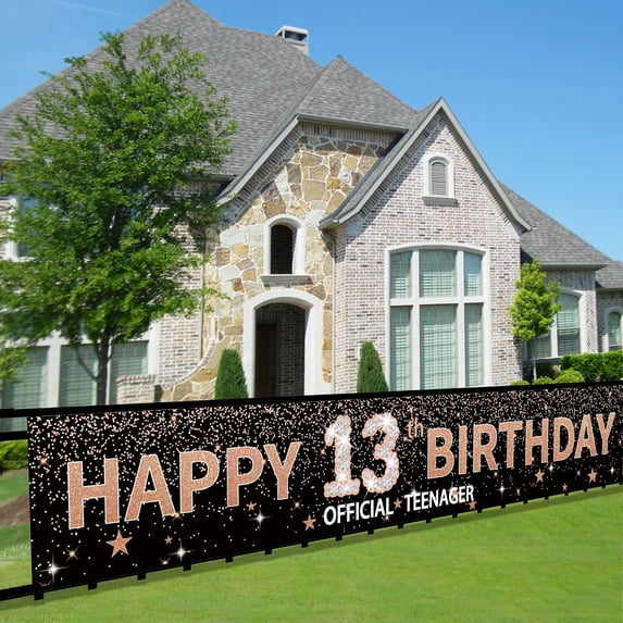 Colorful Official Teenager Banner for Outdoor Yard Happy 13th Birthday Banners Cheer To 13 Year Old Party Decor Supplies Sign