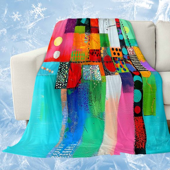 Colorful Oil Painted Cooling Blanket, Lightweight Breathable Summer Throw Blanket with Double Sided Cold Effect, Modern Abstract Art Vintage Picnic Beach Blankets Bed Sheet for Hot Sleepers 30"x40"