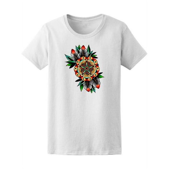 Colorful Old School Flower T-Shirt Women -Image by Shutterstock, Female x-Large