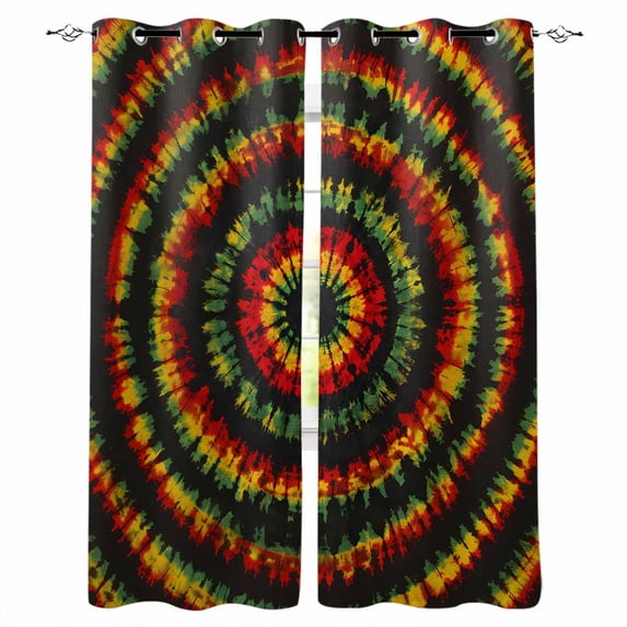 Colorful Ombre Boho Blackout Curtains for Bedroom Living Room Darkening Curtains 54 Inch Long Retro Red Green Yellow Gradient Art Short Curtain for Small Window Treatment Grommet Drapes 42"x54"x2