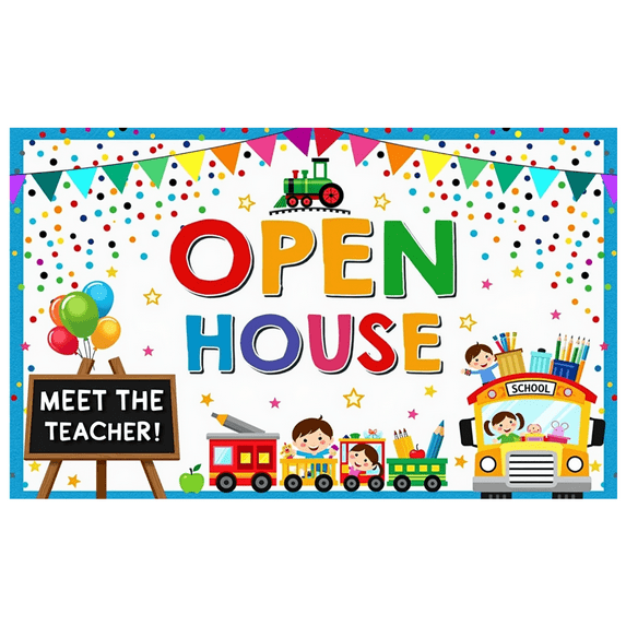 Colorful Open House Banner Kids School Decorations for Classroom Party Event