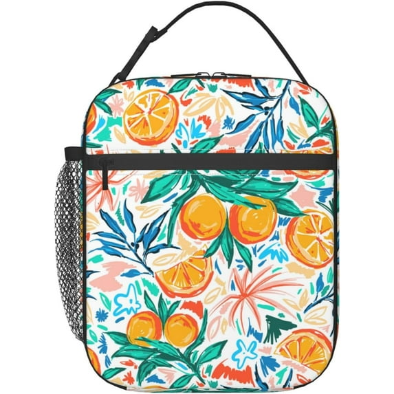 Colorful Orange Insulated Lunch Bag, Reusable Lunch Box Tote Bag For Office Work Picnic Travel Women/Men