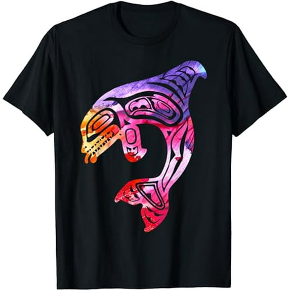 Colorful Orca Killer Whale Pacific NW Native American T-Shirt