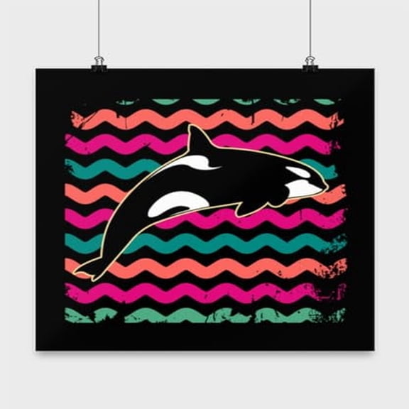 Colorful Orca Poster - Wall Decor - Ocean Waves Gift