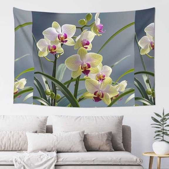 Colorful Orchids Flower Tapestry Aesthetic Wall Hanging Tapestries 60'' x 40'' Boho Tapestries Vertical Wall Art Decorative Funny Vintage Poster Flag Tapestry for Bedroom Living Room Decor