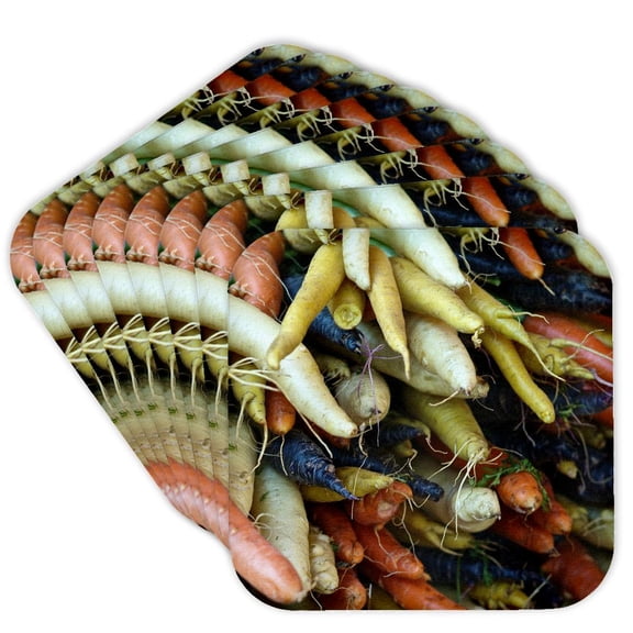 3drose, Colorful Organic Fresh Rainbow Carrots at a Local Market in New York, Set of 8 Coasters - Soft