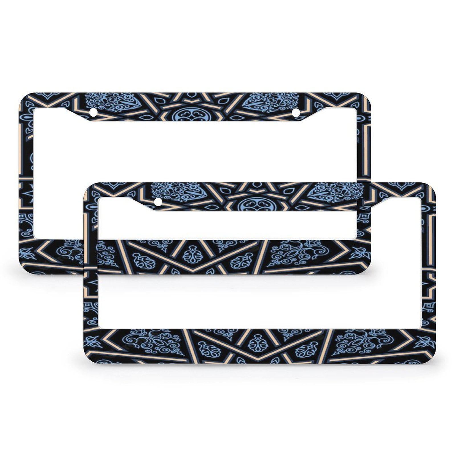 Colorful Oriental Mosaic Moroccan License Plate Frame 2 Pack Aluminum