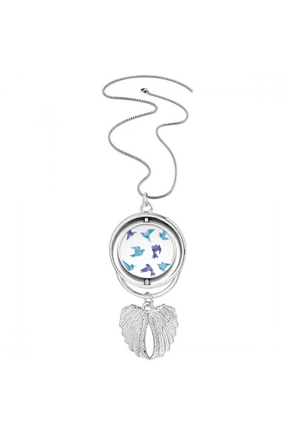 Colorful Origa Pigeon Pattern Pendant Angel Wings Rotating Necklace Jewelry