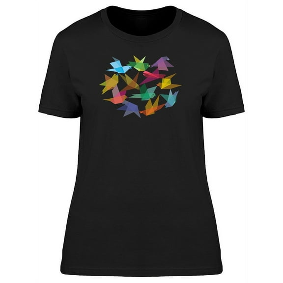Colorful Origami Birds T-Shirt Women -Image by Shutterstock, Female Medium