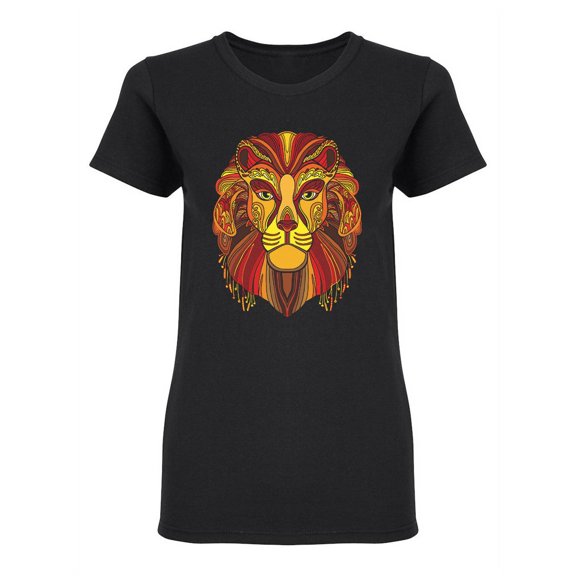 Colorful Ornamental Lion Head Shaped Tee Women's -Image by Shutterstock