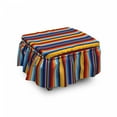 thumbnail image 1 of Colorful Ottoman Cover, Vertical Festival Stripes, 2 Piece Slipcover Set with Ruffle Skirt for Square Round Cube Footstool Decorative Home Accent, Standard Size, Multicolor, by Ambesonne, 1 of 5