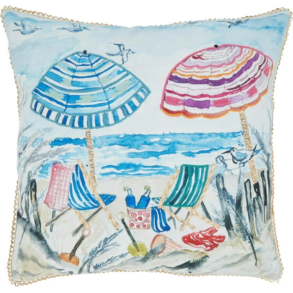 Colorful Outdoor Beach Umbrellas Pillow Cover