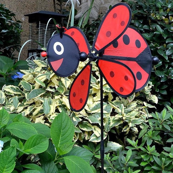 Colorful Outdoor Wind Spinners, 14.1inch Garden Windmill Spinner, Ladybug Pattern Whirligigs Wind Spinner, DIY Pinwheel Craft Lawn Courtyard Outdoor Decoration(1PC)