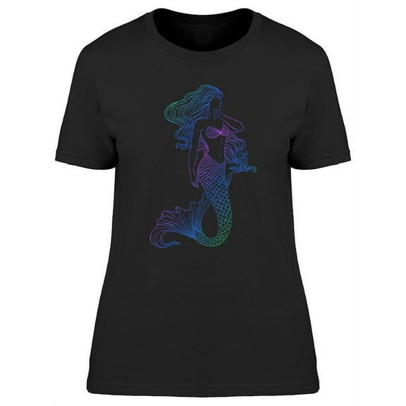 Colorful Outline Mermaid T-Shirt Women -Image by Shutterstock, Female Medium