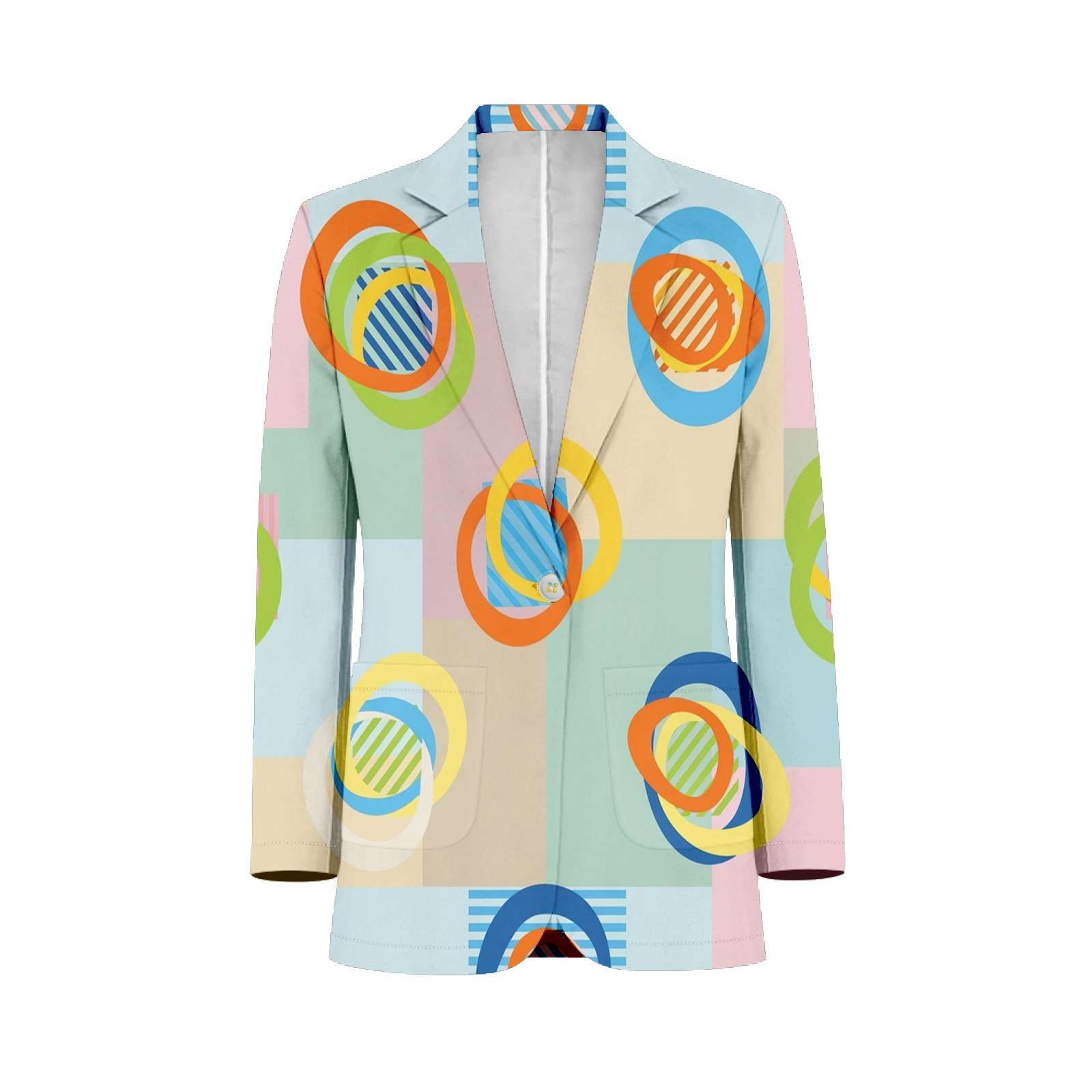 Colorful Overlapping Circles Geometric Pattern Customized Men's Suits ...