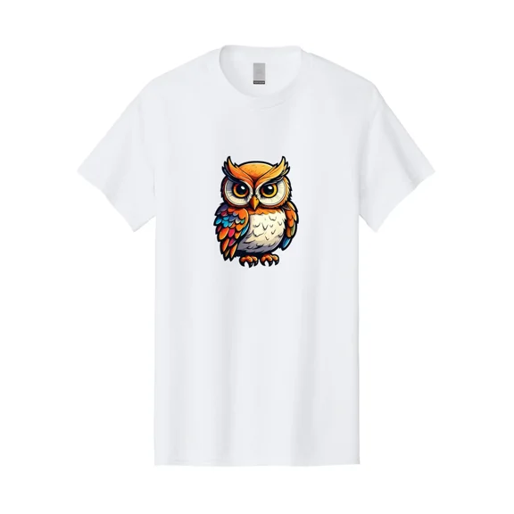 Colorful-Owl-5 Mens Graphic Tee, 100% Cotton, Casual Summer Wear