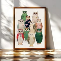 Colorful Owl Art Print, Whimsical Bird Print Home Decor #1037, Unframed Poster Size 8x12