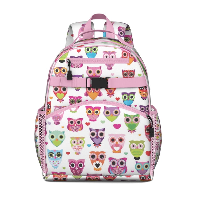 Colorful Owl Backpack - Waterproof Book Bag with Smiling Owl  display picture 1