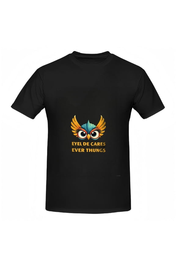 Colorful Owl Graphic Cotton Short Sleeve T-Shirt for Women - Expressive Eyes & Vibrant Wings Design - Casual Tee Top