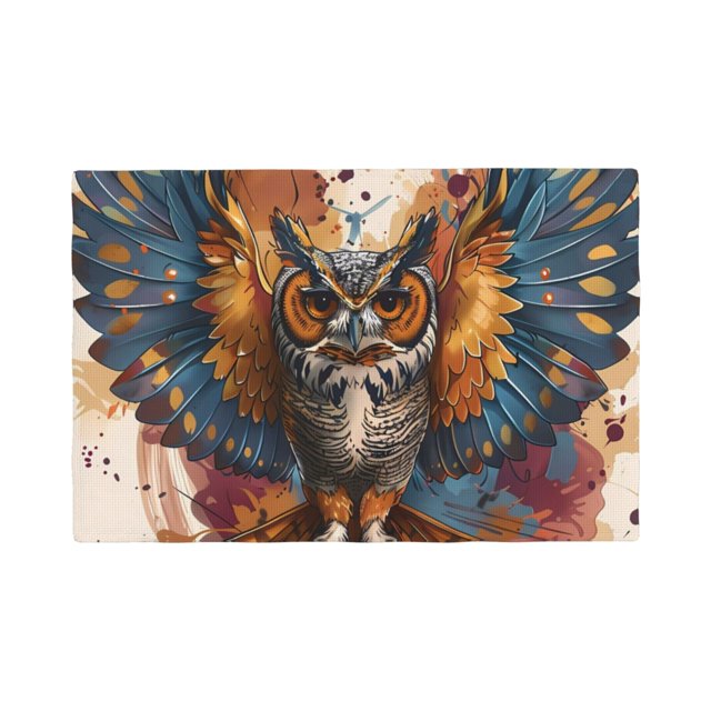 Colorful Owl Tattoo Art Placemats Set of 4, Heat Resistant Place Mats