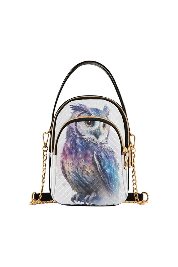 Colorful Owl Women Quilting Handbags Shoulder Bag Cross Body Bag with Crossbody Strap Hobo Bags Chain Strap