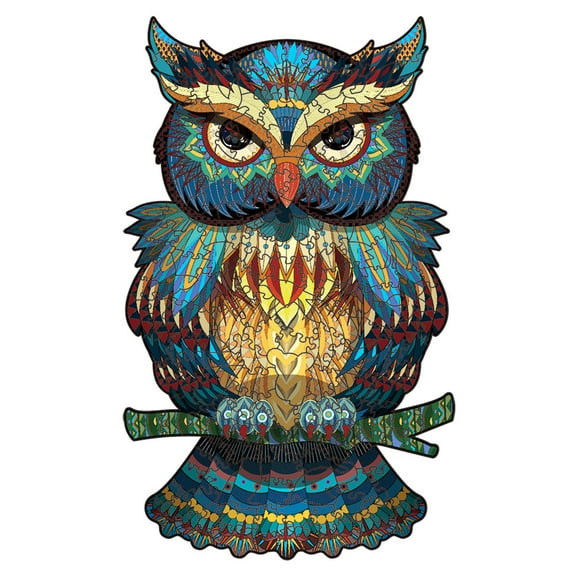 Colorful Owl Wooden Puzzle, 200 Piece Unique Shape Basswood Jigsaw for 8-10 Years and 10-12 Years, Challenging Brain Teaser with Animal Theme