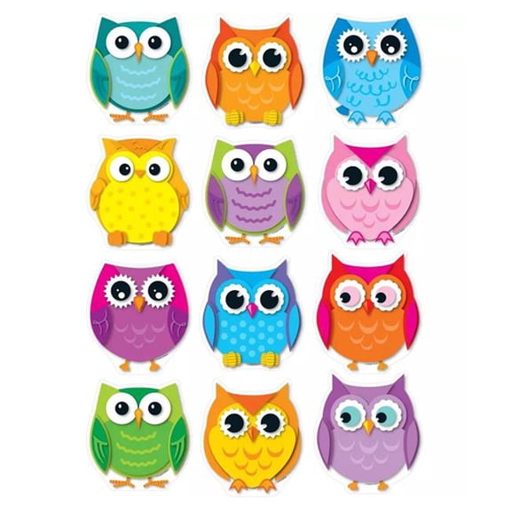 Colorful Owls Cut Outs - 36 Count - Pack of 3