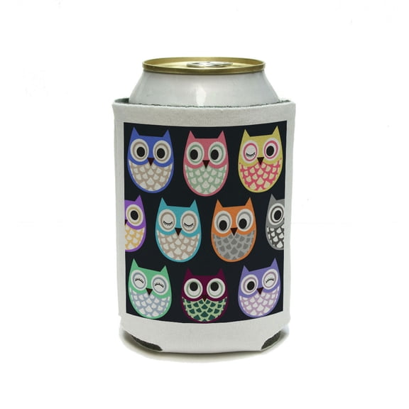 Colorful Owls - Cute Owl Pattern Can Cooler Drink Insulator Beverage Insulated Holder