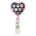 thumbnail image 1 of Colorful Owls Cute Pattern Heart Lanyard Retractable Reel Badge ID Card Holder, 1 of 3
