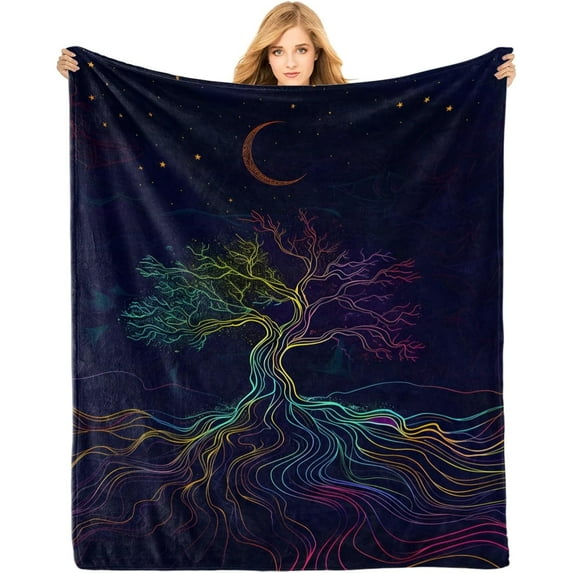 Colorful Owls Flannel Throw Blanket, 50×60in - 340GSM Cozy Lightweight Thick Forest Animal Blanket - Christmas Birthday Gifts for Women, Men and Kids Bedroom Living Room Couch Sofa Decor