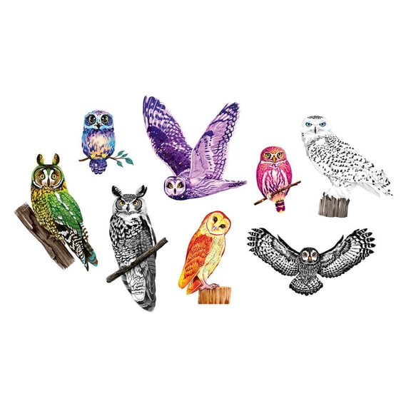 Colorful Owls Set WIRESTER Decal Vinyl Wall Stickers Decoration for Kids Room Bedroom Home Office Living Room Wall Bathroom