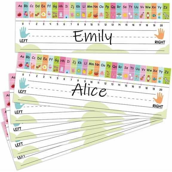 Colorful PH 40pcs Name Plates Teache Tags Name Stickers Paper Name Labels Writable Name Tags Adhesive Name Dectors for Kindergarten Classroom Desk Settings School Supplies 12x3.9 Inch